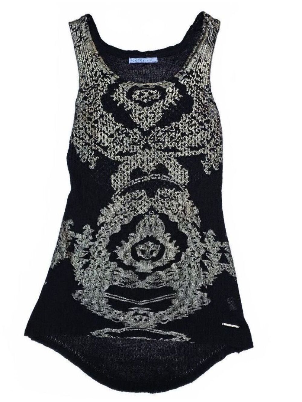 COCO & tashie Metalic Knit Whimsigoth Tank Top/ Tunic Small Black + Copper